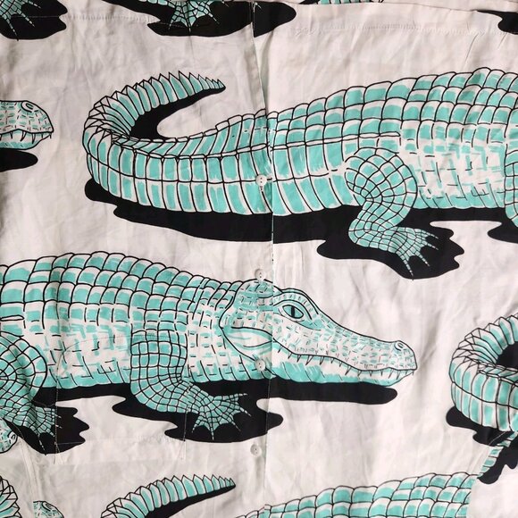 Vintage 80s Cactus Club Los Angeles Crocodile Allover Print Button-Up Shirt Sz L - Picture 6 of 10